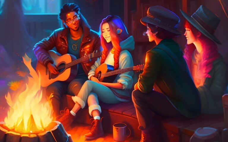 A group of people sitting around a campfire 1 edited