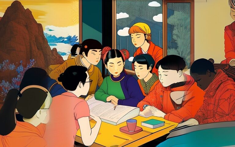 imagine prompt A group of students gathered arou 1 1 edited