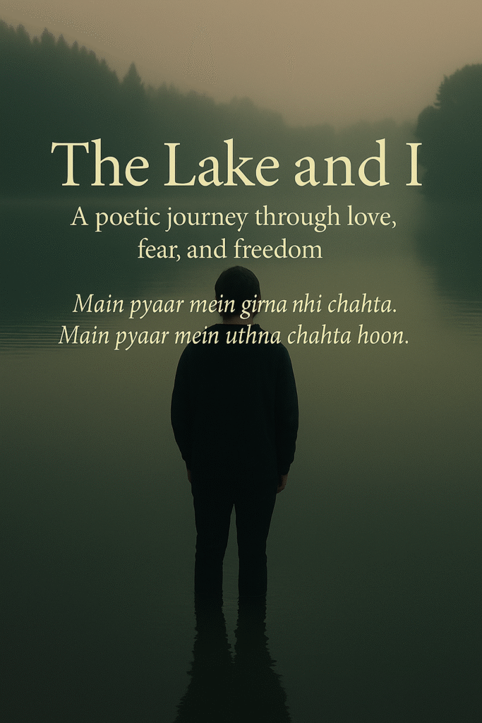 A Poetic Journey Through Love, Fear, and Freedom – The Lake and I 2 "Silhouette of a man standing at the edge of a misty lake at sunrise, reflecting a poetic mood of solitude, love, fear, and self-discovery."